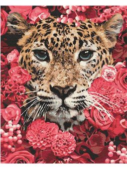 Картина по номерам Идейка "Леопард в цветах" (КНО4185)