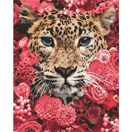 Картина по номерам - Леопард в цветах (КНО4185)