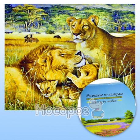 Картина по номерам KTL 1710 "Сімейка левів 2" 40*30 см. в коробці