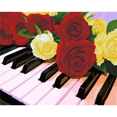 Алмазная мозаика "Розы на рояле" Brushme (GZS1116) (в коробке)