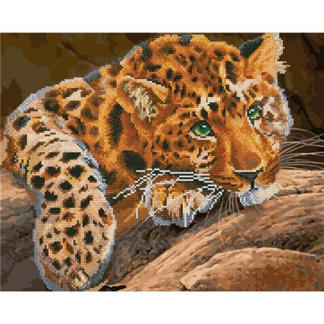 Алмазна мозаїка "Зеленоокій леопард" Brushme (GZS1115) (в коробці)
