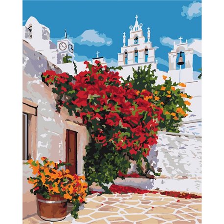 Картина по номерам "Цветущая Греция" Идейка (КНО3577)
