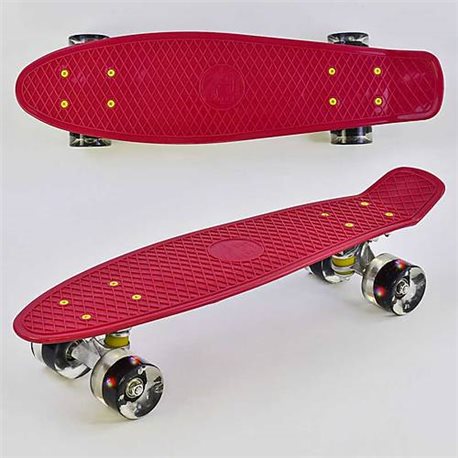 Скейт Пенні борд 0110 (8) Best Board, ВИШНЕВИЙ, дошка = 55см, колеса PU зі світлом, діаметр 6 см 