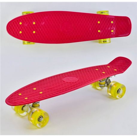 Скейт Пенни борд 0220 (8) Best Board, КРАСНЫЙ, доска55см, колёса PU со светом, диаметр 6см 