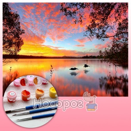 Картина по номерам Закат на озере EKTL1329_O