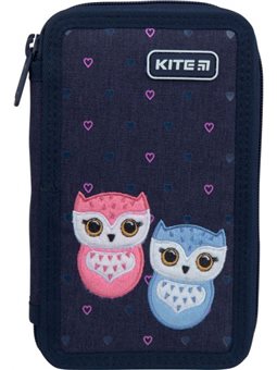 Пенал без наполнения Kite Education Lovely owls Темно-синий Джинс (K21-623-1)