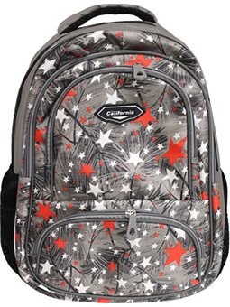 Шкільний рюкзак 42*29*15см, сірий з оранж.зірками, М, California 980502