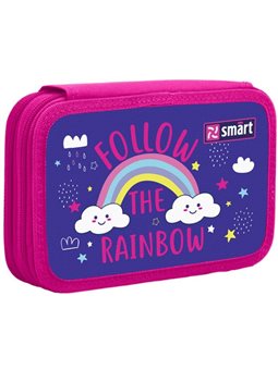 Пенал твердый SMART двойной HP-01 "Follow the rainbow", фиолетовый 532818