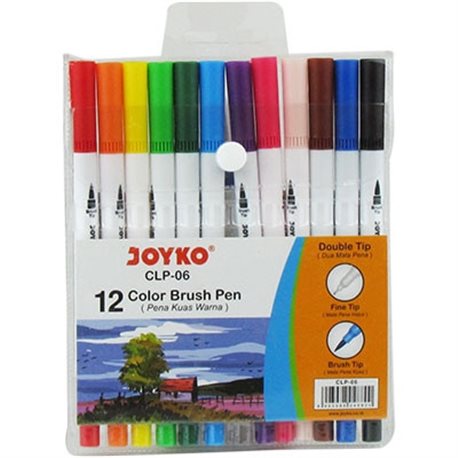 Фломастеры Joyko CLP-06 12 цв Brush Pen двусторонние (_ / 144)