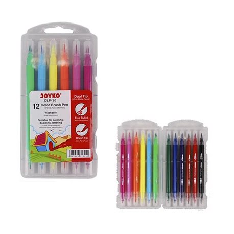 Фломастери Joyko CLP-30 12 кол Brush Pen двосторонні в футлярі (_/144)