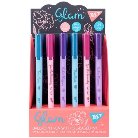 Ручка YES масляна «Glam», 0,7мм, синя