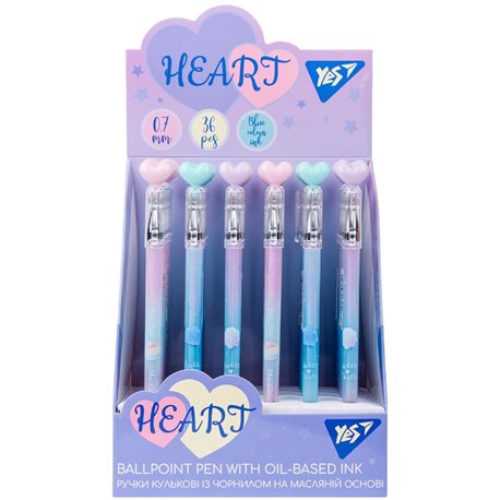 Ручка YES шарико-масляная «Heart», 0,7мм, синяя 412071