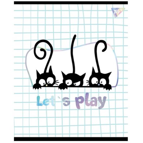 Зошит для записів А5/24 кл YES "Playful kitties" софт-тач+фольга срібло голограф 765234