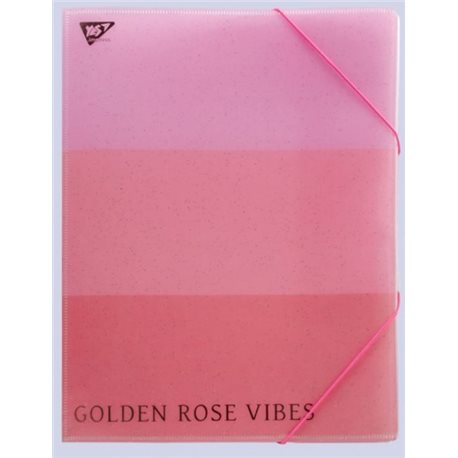 Папка-органайзер YES на резинке А4 "Rose Gold", 4 отд, Фольга 491749
