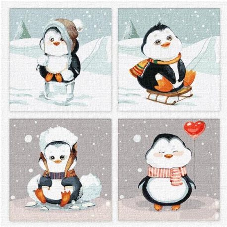Картины по номерам (полиптих) "Веселая зима" Идейка (KNP020)