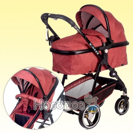 Унiверсальна дитяча коляска-трансформер 2 в 1 Winger Red