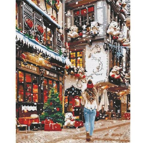 Картина за номерами "Гуляючи новорічними вуличками" Ідейка (KHO3582)