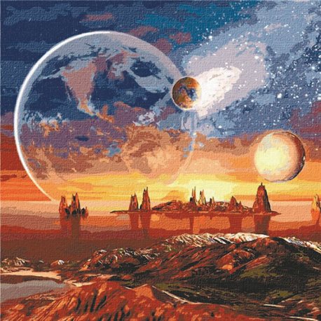 Картина по номерам "Космическая пустыня с красками металлик" Идейка (KHO9541)