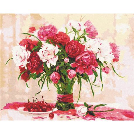 Картина по номерам "Белые и розовые пионы" Идейка (KHO3185)
