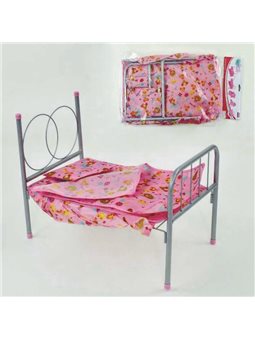 Кроватка для кукол FL-981 с постельным бельем Розовая (2-981-63899)