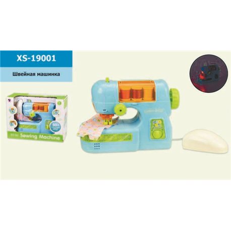 Детская игрушечная Швейная машинка XS-19001 делает строчку, на батарейках