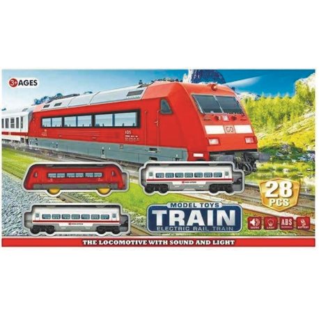 Залізниця іграшка для хлопчика JHX з поїздом і трьома вагонами, зі світловими і звуковими ефектами 8812