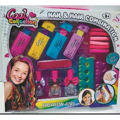 Набор детской косметики Qunxing Toys 4 карандаша для волос, 6 резинок, 3 лака, пилочка, 2 разделителя для пальцев (J-2006)