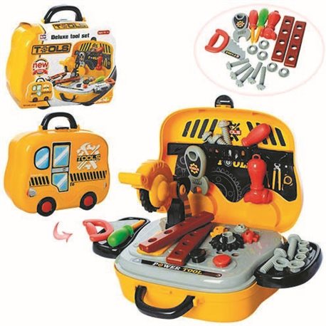 Детский набор игрушечных инструментов для мальчика XIONG CHENG пила, отвертки, 27предм, в чемодане (на колесах) (008-916A)