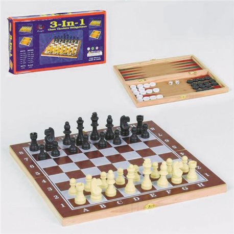 Шахи дерев'яні шахові шашки-шашки 3 в 1 (з 36810)