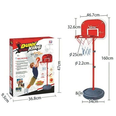 Баскетбольне кільце на стійці для хлопчика XJ-E 00801 B (висота 160 см) з щитом, сіткою, м'ячем та насосом