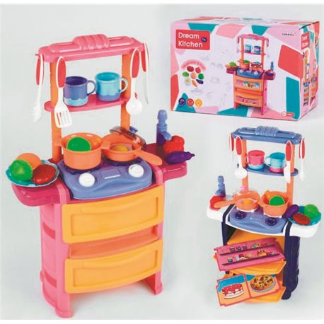 Кухня кукольная игровой набор детский 768-3/4 Dream Kitchen 20 аксессуаров с эфектами света и звука упакован в коробку
