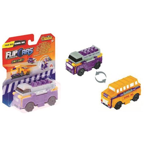 Машинка-трансформер Flip Cars 2 в 1 міському транспорті, туристичний та шкільний автобус (EU463875-10)
