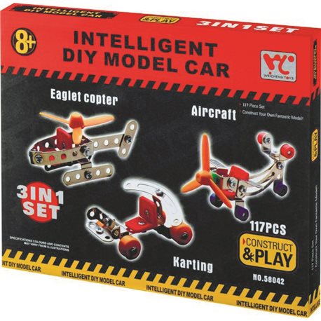 Конструктор металлический Same Toy Inteligent DIY Model Car 3в1 117 элементов (58042Ut) (2340000005802)