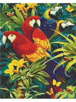 Картина за номерами "Різнобарвні папуги" Ідейка (KHO4028)