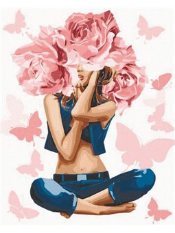 Картина за номерами "Дівчина-троянда" Ідейка (KHO4798)