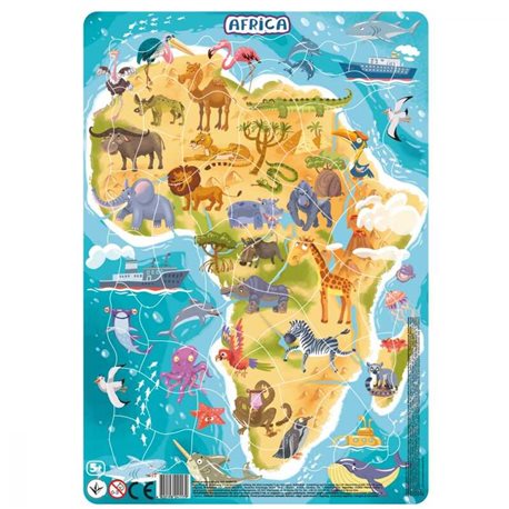 гр Пазлы картонные (5-7 лет) с рамкой Африка R 300175 (24) 53 детали Dodo