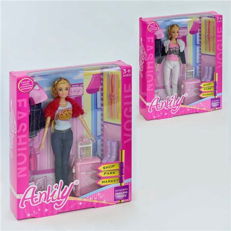 Кукла Anlily 99055 (48/2) 2 вида, чемодан, одежда, аксессуары, в коробке 