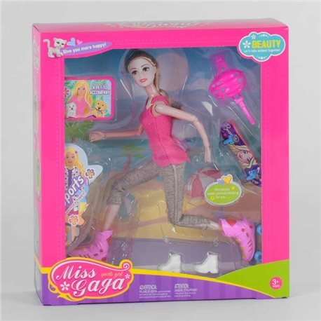 Кукла 51802 (36/2) скейтборд, ролики, в коробке
