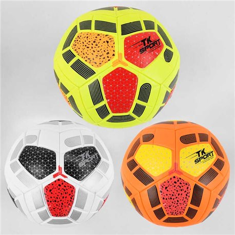 Мяч футбольный C 44423 (60) TK Sport, 3 вида, вес 380-400 грамм, материал PU, баллон резиновый, размер №5