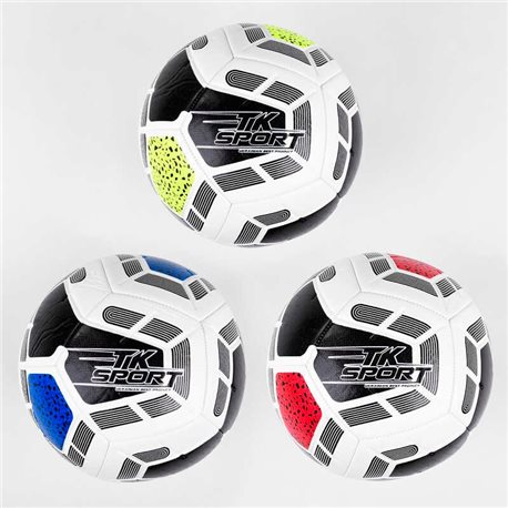 Мяч футбольный C 44441 (60) TK Sport, 3 вида, вес 400-420 грамм, материал TPE, баллон резиновый c ниткой