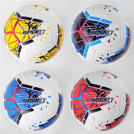 Мяч футбольный C 44442 (60) TK Sport, 4 вида, вес 400-420 грамм, материал TPE, баллон резиновый c ниткой, размер №5