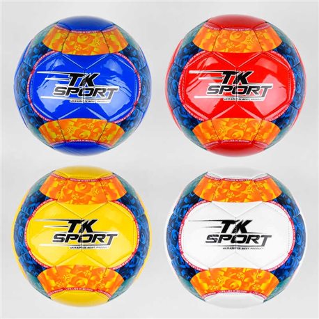 Мяч футбольный C 44451 (60) TK Sport, 4 вида, вес 330-350 грамм, материал мягкий PVC, баллон резиновый, размер №5