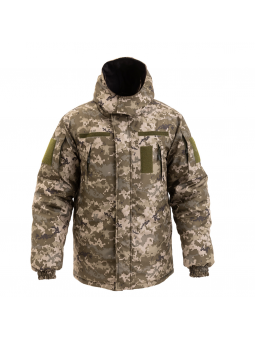 Куртка зимняя военная на флисе Grifon ПЛП-322 Пиксель ВСУ плащевка