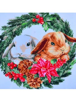 Набор для росписи по номерам Зимние кролики Strateg размером 40х40 см (SK059)