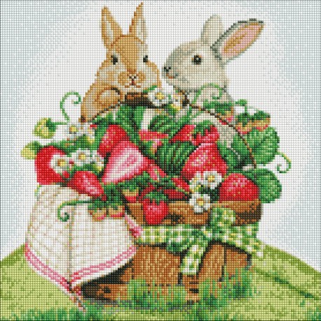 Набір з алмазною мозаїкою "Кролики на пікніку" 40х40см АМО7562