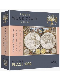 Пазлы фигурные из дерева - (1000 элм.) - "Античная карта мира" 