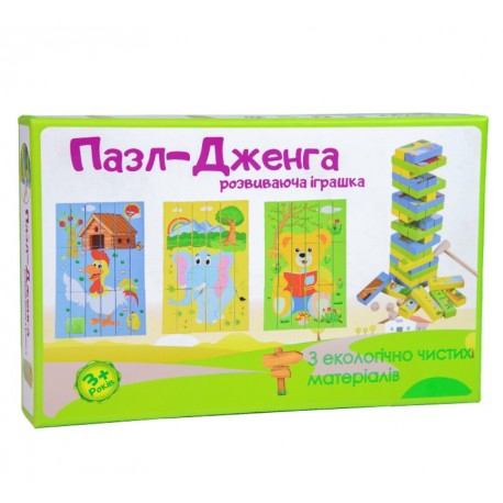 Дерев'яна розвиваюча іграшка Пазл-Дженга Strateg українською мовою (30979)