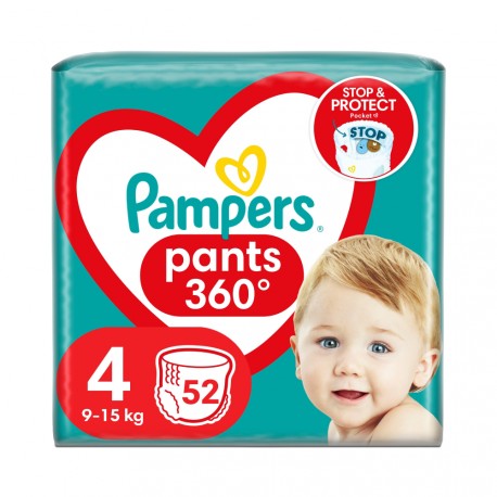 PAMPERS Дитячi одноразові підгузники-трусики Pants Maxi (9-15кг) Джамбо 52 52шт