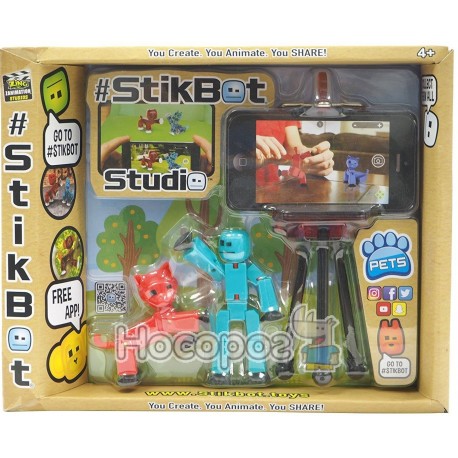 Ігровий набір для анімаційної творчості STIKBOT S2 PETS - СТУДІЯ (2 екскл. фігурки, штатив, у асорт.