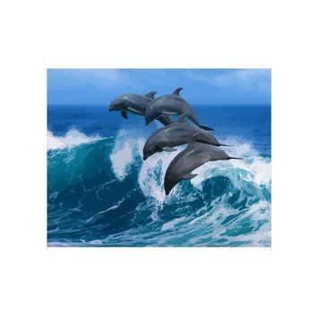 Картина за номерами ORIGAMI "Дельфіни в морі", 40*50 LW3080 01227393 фото